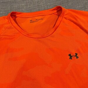 Under Armour Mens 5XL Orange Camo HeatGear Training T-Shirt 1371203 Loose Fit